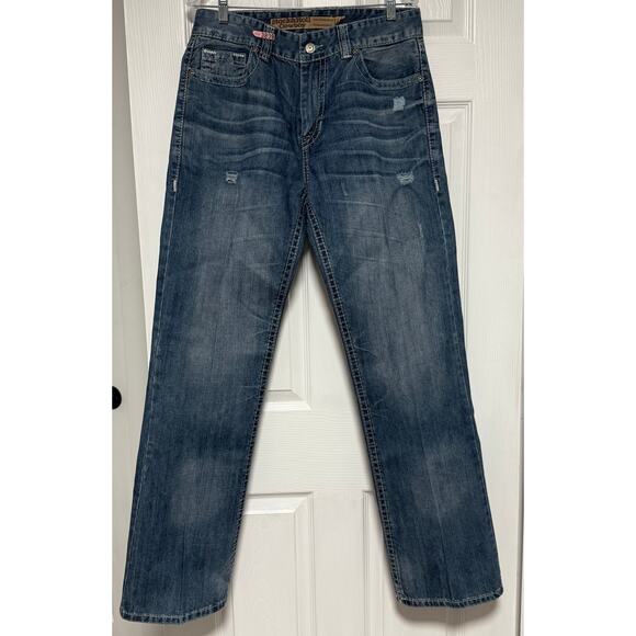 Rock & Roll Cowboy Double Barrel Relaxed Fit Bootcut Starch Jeans Size 34L - Picture 1 of 15